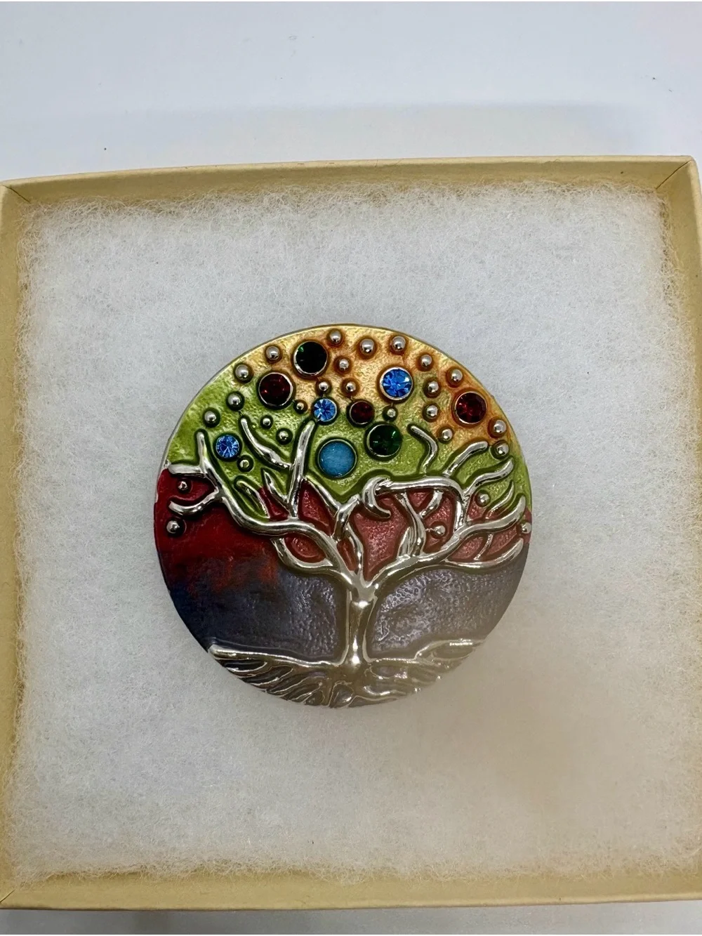 Magnetic Tree of Life Enamel Pin Brooch - Multicolor